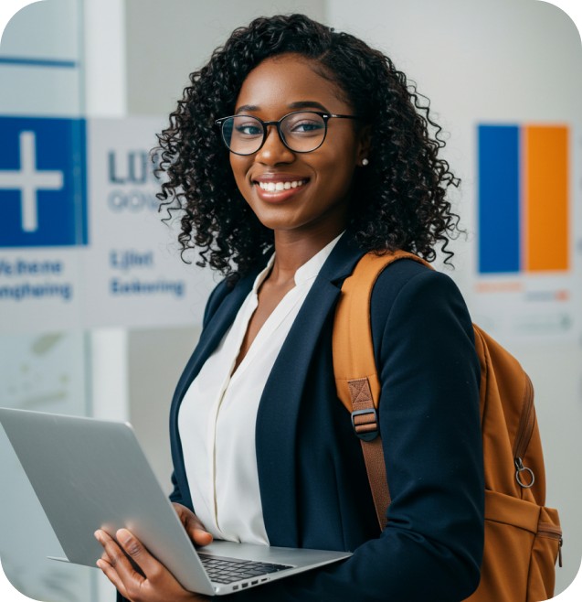 Student with laptop